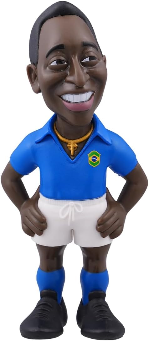 Minix 12 cm Pele Soccer Figurine Official Licensed Football Collectible Toy for Kids & Adults Detailed Display Model Great Gift for Soccer Fans, Collectors & Football Enthusiasts (Brasil 2nd Jersey)