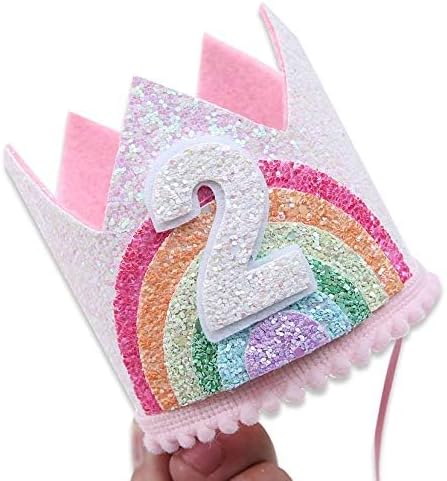 Birthday Rainbow Girl Crown, Birthday Hat for Event Party Supplies, Photo Props