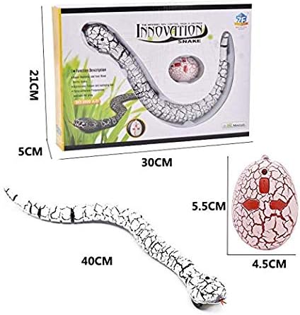 Liberty Imports 16 Inch Remote Control Rattle Snake Toy, Realistic Reptile Robot with Egg Shaped Infrared Receiver, RC Snake Prank Toy Ideal Gift for Kids or for Adults (White)