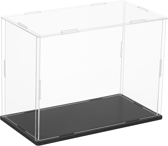 uxcell Acrylic Clear Display Case for Collectibles Self-Assemble Display Boxes with Black Base Dustproof Countertop Storage Box for Collectibles Action Figures, 7.9 x 3.9 x 5.9 Inch