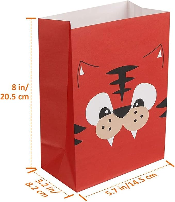 Mocoosy 24 Pack Animal Party Favor Bags, Goodie Bags for Kids Birthday, Small Gift Bags Bulk Paper Treat Bags for Toddler Baby Shower Party Supplies School Classroom Loot Bags for Girls Boys