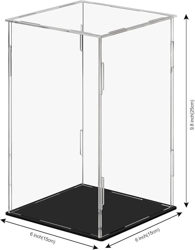 Display Case 5.9x5.9x9.8inch,15x15x25cm for Collectibles Assemble Clear Acrylic Box Alternative Glass Case for Display Action Figures Home Storage Organizing Toys