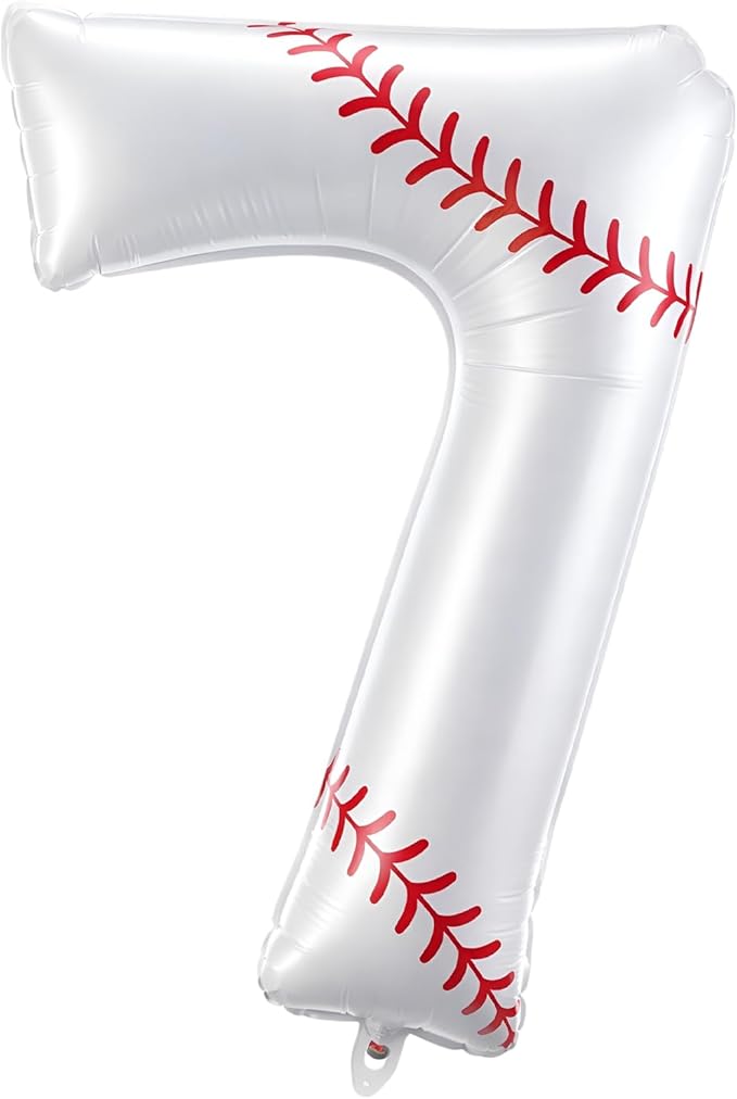 Jenaai Baseball Number 7 Balloons 40 Inch Baseball Theme Birthday Party Decorations Large Foil Balloons for Birthday Baby Shower Party Backdrop Celebration Supplies