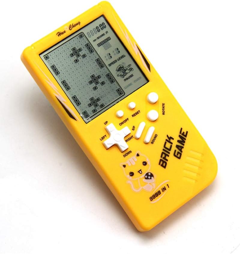 Retro Big Screen Brick Game Console 9999 in 1 Tank/Racing/Shooting Casual Puzzle Game Adjustable Difficulty and Speed Small and Easy to Carry Best Gifts (Yellow)