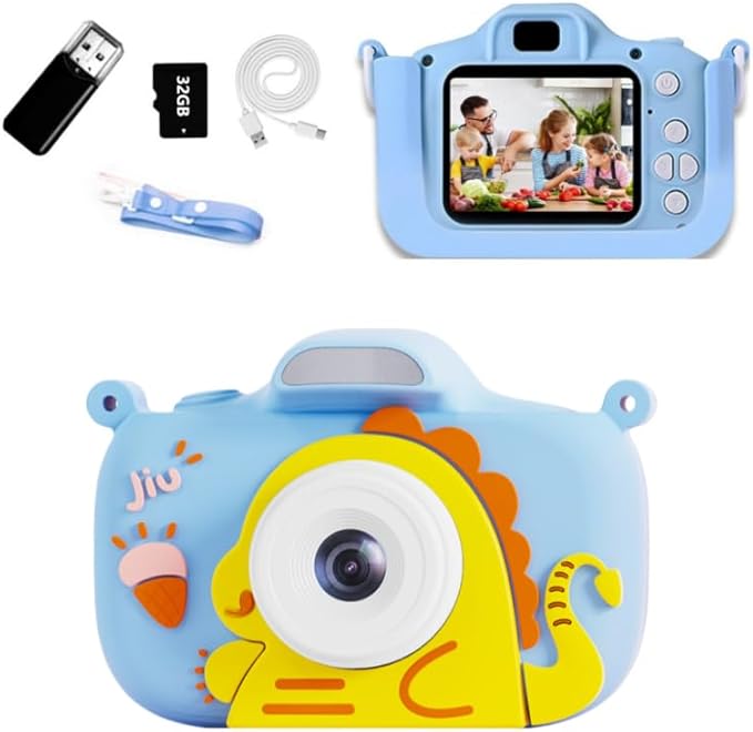 Kids Camera, 1080P 48MP Front Selfie Toddler Camera, 2.4 inch Big Screen Toy Camera, 8X Zoom in Chritmas Birthday Gift Cameras for Kids Boys Girl Age 2 3 4 5 6 7 8 9 10 11 12, Blue