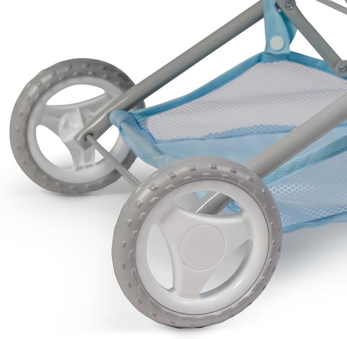 JC Toys - Berenguer Boutique | Fashionable Stroller with Canopy and Storage | Simple Folding |Blue Accessory Collection | for Dolls up to 18" | Ages 3+