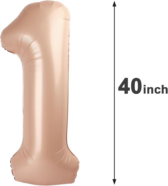 Light Brown Number 1 Balloon 40 inch, Number 1 Birthday Balloons for Boy Girl, Light Brown Foil One Balloon for 1st 10 11 12 16 18 Birthday Party, Anniversary Celebration Number Balloons Decorations