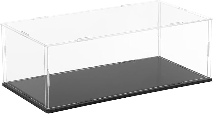 uxcell Acrylic Clear Display Case for Collectibles Self-Assemble Display Boxes with Black Base Dustproof Countertop Storage Box for Collectibles Action Figures, 11.8 x 5.9 x 3.9 Inch