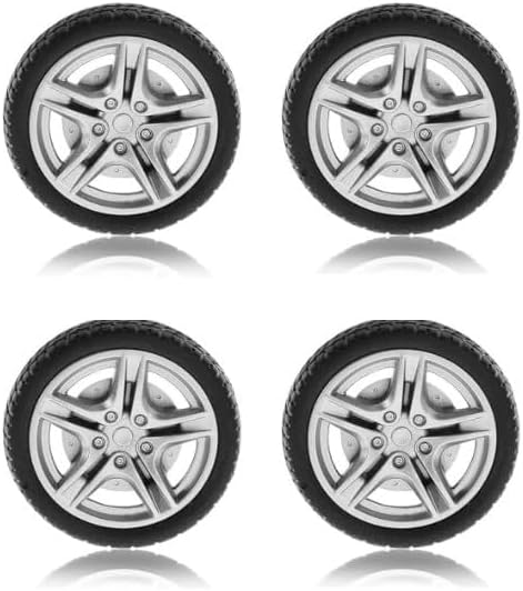 4Pcs Black Toy Car Wheel Tires,48mm Simulation Rubber Wheel Tire Toy Model DIY RC Spare Parts Easy Installation Small in Size,Remote and App Controlled Vehicles and Parts,Wheels and Tires
