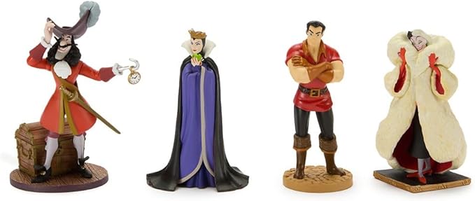 Disney Store Official Villains Figure Set – 8 Fully Sculpted Disney Figures Including Evil Queen, Captain Hook, Maleficent, Cruella De Vil, Ursula & More in Double-Tiered Box with Scenic Backgrounds