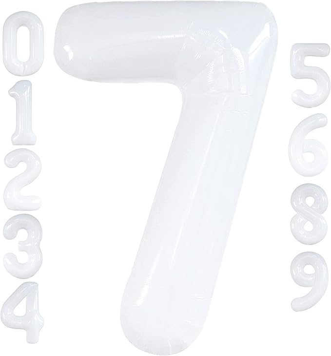 KatchOn, Giant White Number 7 Balloon - 40 Inch | 7th Birthday Balloon for 7th Birthday Decorations | 7 Balloons for Birthday | Number Balloons for Anniversary Decorations