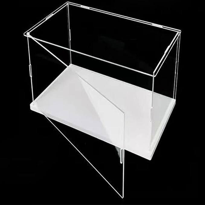 Openable Clear Acrylic Display Case-Assemble Countertop Box with White Base for Display-Clear Display Box,Dustproof Protection Showcase for Figures Toys Collectibles (40x20x30CM/16x8x12IN)