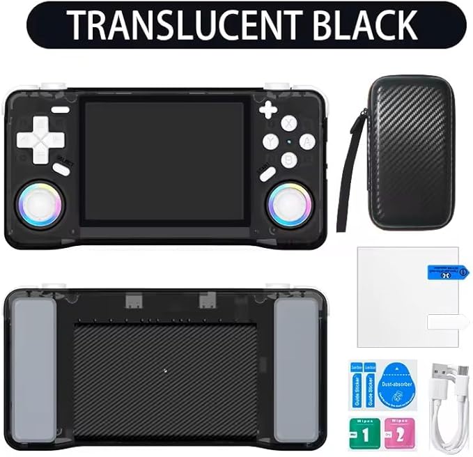 Retro Handheld Game Console - Open Source Linux System, 3.5-inch Full-Lamination Screen, 18000+ Classic Games, 4000mAh Battery Portable Handheld (Translucent Black)