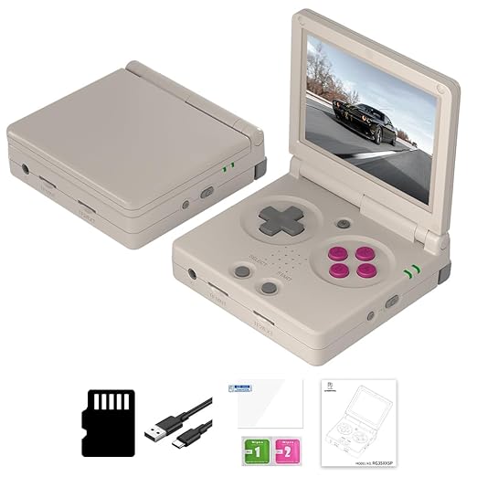 RG35XXSP Portable Flip Retro Handheld Game Console Linux System 3.5 '' IPS Screen Built-in 64G TF Card Pre-Installed 5532 Games RG35XX SP Clamshell Games Consoles Supports 5G WiFi Bluetooth HDMI Grey