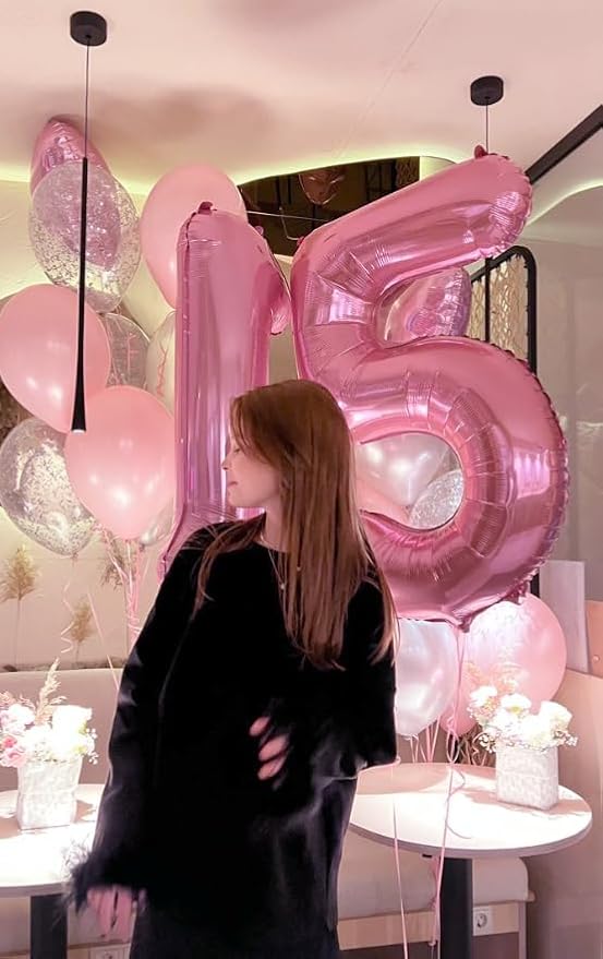 Pink 1 Number Balloon 40 inch, Number 1 Birthday Balloon for Boy Girl, Pink Foil One Balloon for 1st 10 11 12 16 18 Birthday Party, Anniversary Celebration Number Balloons Decorations