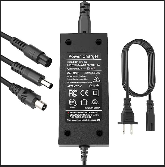 EVAPLUS SGS Certified 42V 2A Fast Charger with 3 Types of Connectors | for 36V Lithium Batteries- Compatible with Pocket Mod, Sports Mod, Electric Scooters