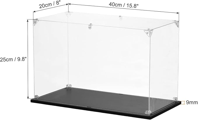 MECCANIXITY Acrylic Display Case, 15.8"x8"x9.8" Clear Display Box Assemble Dustproof Storage Organizer Showcase for Collectibles Action Figures