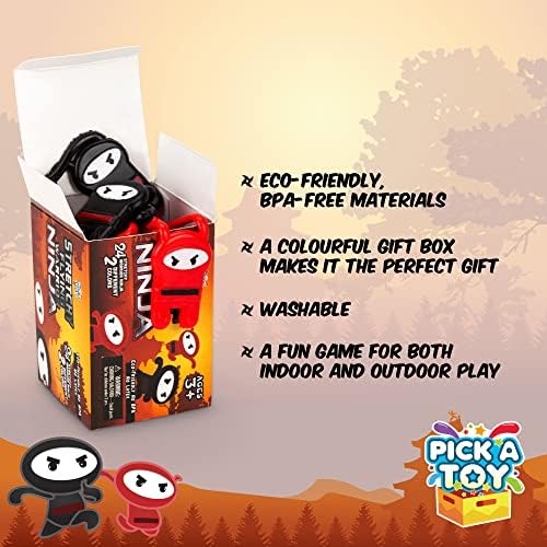 PICK A TOY Ninja Toys for Boys & Girls Party Favors Supplies Stretchy Flying Ninjas 24-Pieces, Slingshot Toys Mini Toy Karate Birthday Goodie Bags Stuffer and Ninja Party Favors Easter Egg Fillers
