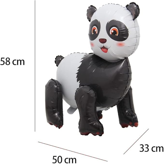 4D Walking Balloons Animal Foil Balloon Lion Panda Alpaca Ballon Jungle Forest Zoo Theme Baby Shower Birthday Party Supplies (4D Panda)