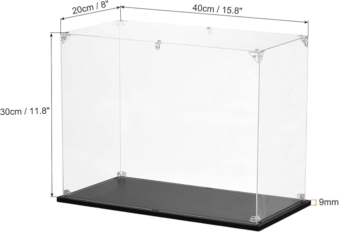MECCANIXITY Acrylic Display Case, 15.8"x8"x11.8" Clear Display Box Assemble Dustproof Storage Organizer Showcase for Collectibles Action Figures