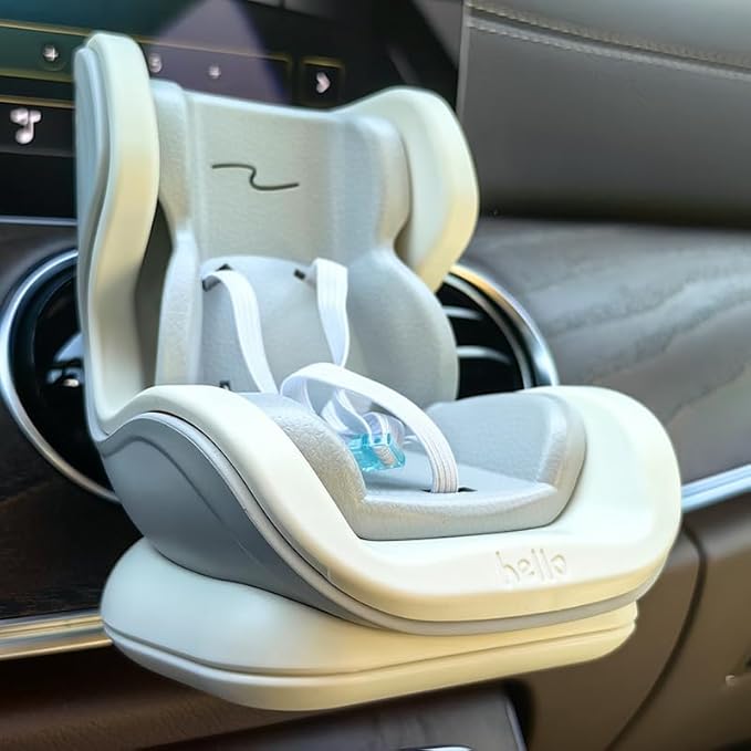 Labubu Compatible Car Safety Seat Model – OB11 Doll Display Stand for Vehicle or Desktop Decoration, Collectible Toy Accessories (Grey)