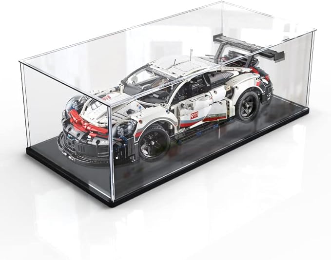 Clear Acrylic Display Case for Toys Collectibles，Assemble Acrylic Box Dustproof Protection Showcase with Black Wood-Plastic Base (15.7x8x8 inch;40x20x20cm)