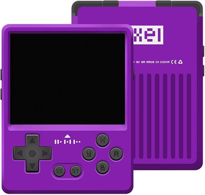 GKD Pixel 2 Console Metal Retro Game Player Portable Mini Pocket Handheld, Preinstalled with 64GB TF Card 1800mAh Battery 2.4-inch IPS Screen Aluminum Body Console Gaming Player (Purple 64GB)