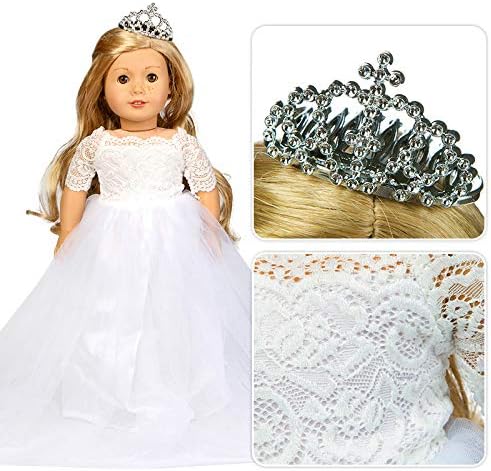 Girls Doll Clothes and Accessories , Princess Costume , Wedding Dress , Party Gown Dress for 18 inch Dolls (3Pcs)