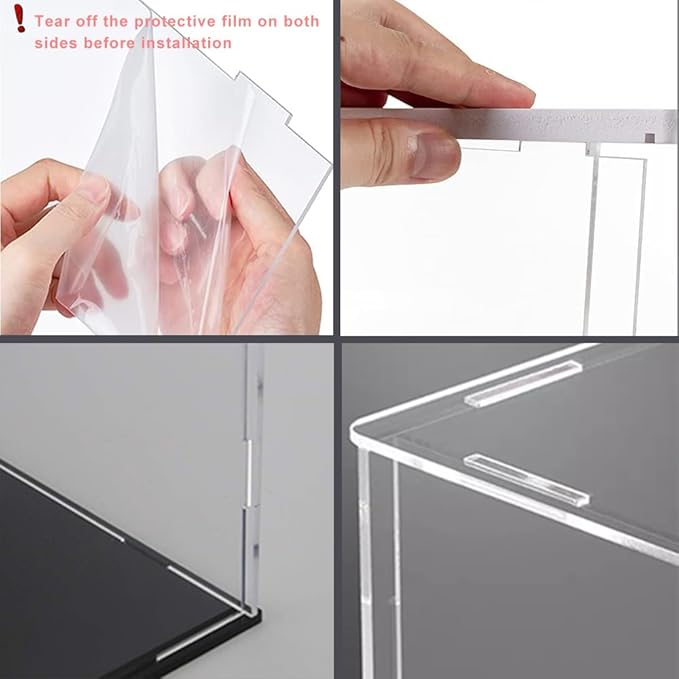 Nynelly Clear Acrylic Display Case for Collectibles, Acrylic Display Box with Base, Assemble Dustproof Protection Organizer Showcase, 9.8x9.8x13.8 inches