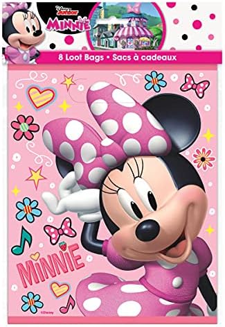 Disney Minnie Mouse Birthday Party Supplies Bundle Pack includes Plastic Party Favor Loot Bags - 16 Count