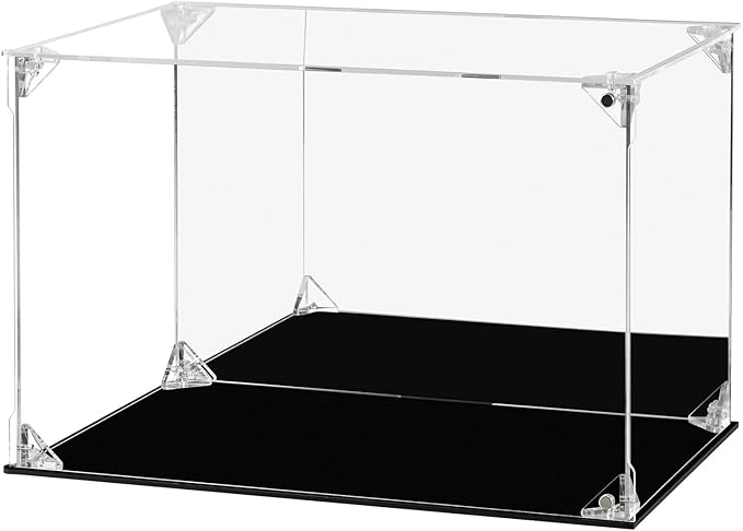 Acrylic Display Case for Collectibles Assemble Clear Football Display Case Box, Alternative Glass Case for Action Figures Lego Model Doll Toys Display (12x8x8 inch; 30x20x20 cm)