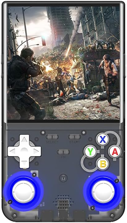 R36 Ultra Retro Handheld Game Console, with 64G Built-in 20000+ Games, 3000mAh Rechargeable, Support 20+ Simulators, Linux System, 4.0 Inch IPS Screen Portable Pocket Arcade (Transparent Black)