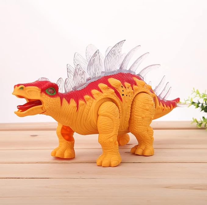 PowerTRC Electronic Walking Stegosaurus Jurassic Dinosaur Toy Figure for Toddlers w/Sounds, Tail Swing Action & Lights Dino Gift for Kids Boys Girls