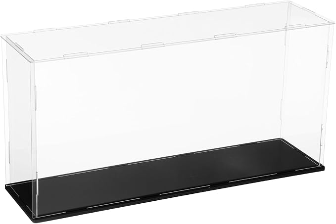 uxcell Acrylic Clear Display Case for Collectibles Self-Assemble Display Clear Boxes with Black Base Dustproof Countertop Storage Box for Collectibles Figures, 15.7 x 3.9 x 7.9 Inch