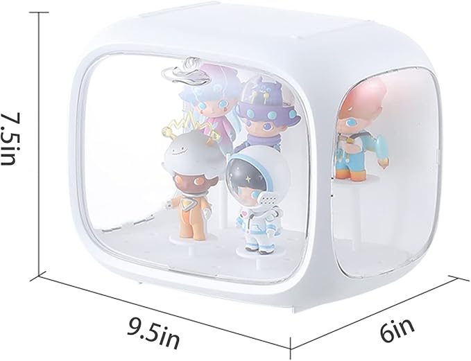 Display case for Figures with Light Adjustable Display Stand Clear Acrylic Display Box with Door Dust and Moisture Proof Suitable for Lego Collectibles Action Figures Pop Mart