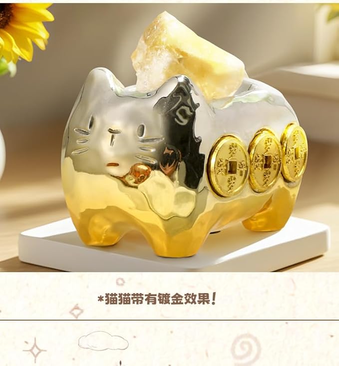 Surprise Box Diamond Crystal Rich Lucky Fortune Cat Theme, Mystery Bag Random Design Action Figures Figurine Collectible Home Desk Car Decoration, Christmas New Year Gift, Single Box-1 Box