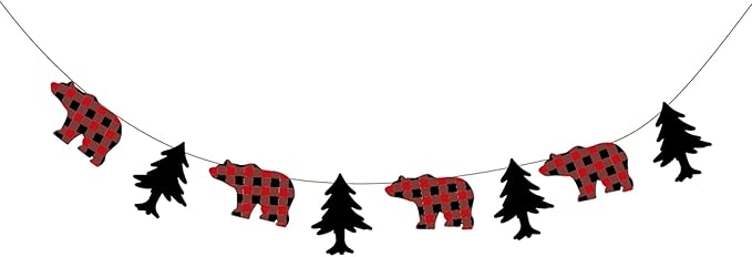 CC HOME Lumberjack Banner,Buffalo Plaid Party Banner for Kids,Boys,Girls,Birthday Party,Baby Show Party Decoration