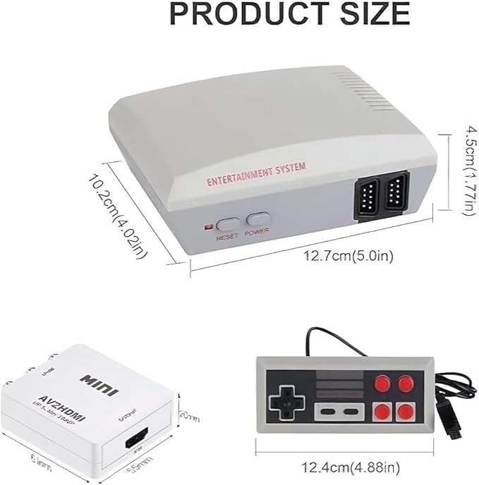 Retro Game Console with 300+ Built-in Classics, 2 Wired Controllers, HDMI Adapter Included for Plug & Play Fun