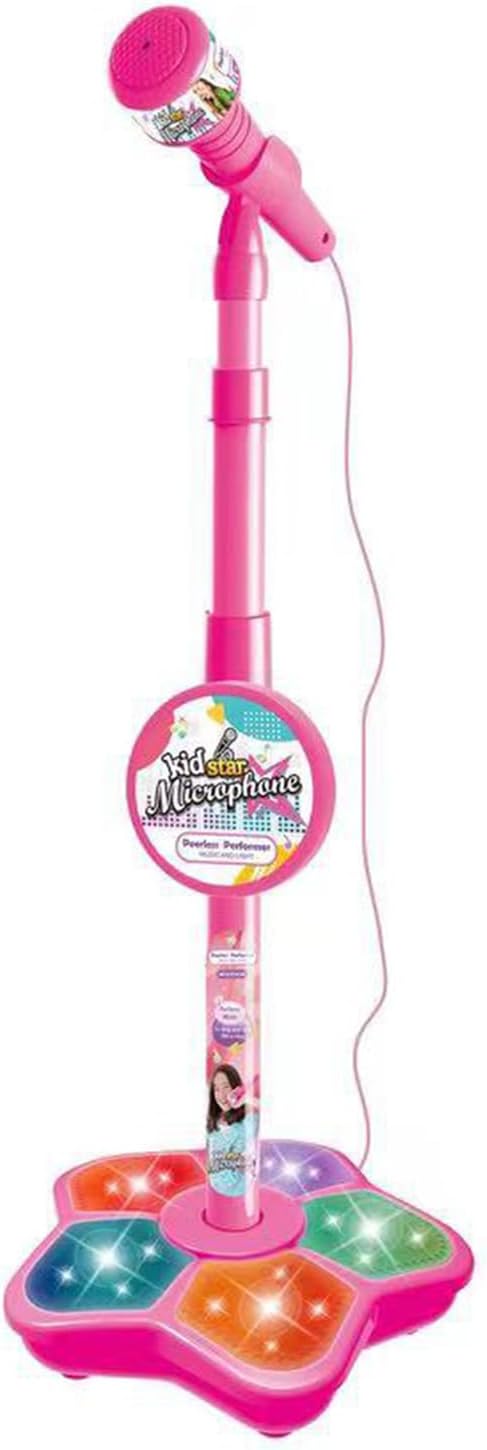 Toy Microphone with Stand, Colorful Adjustable Singing Machine, Connectable Portable Karaoke, Role Play & Educational Music Fun