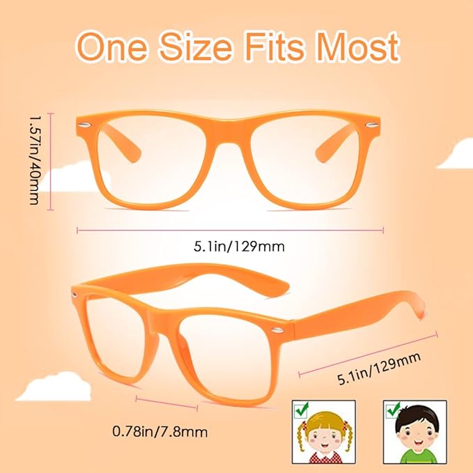 Pibupibu 8/20 Packs Kids/Adult Frame Only No Lens Orange Glasses Party Favors Supplies