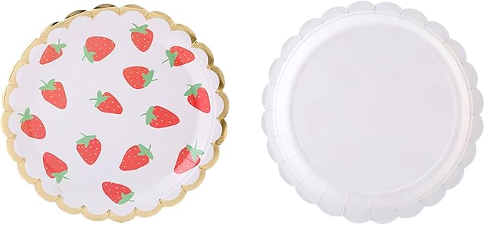 MaitianGuyou 40 Strawberry Theme Party Supplies,Strawberry Plates Birthday Decorations for Fruit Baby Shower Birthday Wedding Barbecue Wine Picnic Party Supplies (9 Inches,Strawberry 1#)