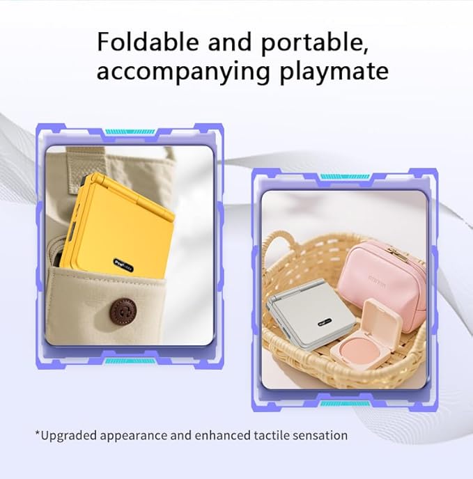 Powkiddy V90S Retro Handheld Console - 10,000+ Preloaded Games, Foldable Clamshell Design, 3.5" IPS Screen, 4-6 Hour Battery, Dual TF Slots (Yellow)