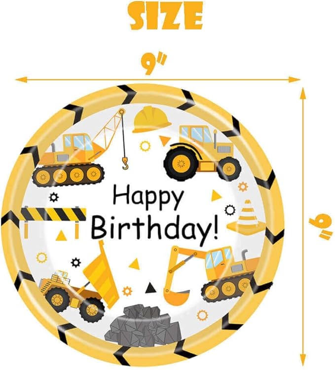 51 Pcs Construction Birthday Party Supplies Dump Truck Tablecloth Paper Plates Napkins Forks Dinnerware for Construction Baby Shower 1st 2nd 3rd 4th Birthday Party Supplies Decorations