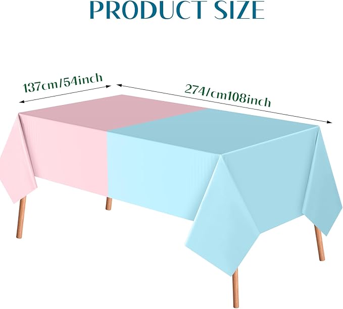 Peryiter 6 Pcs Plastic Tablecloths Party Supplies Disposable Tablecloth Waterproof for Boy or Girl Baby Shower Birthday Party Decorations, 54 x 108 Inches (Gender Reveal)