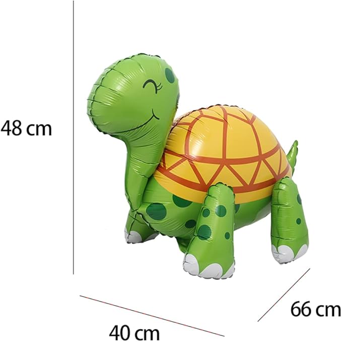 4D Walking Balloons Animal Foil Balloon Lion Panda Alpaca Turtle Cow Horse hippo leopard Ballon Jungle Forest Zoo Theme Baby Shower Birthday Party Supplies (4D Turtle)