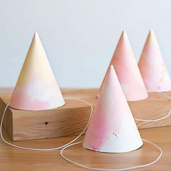 White Paper Party Hats for Kids Birthday,Decorative Bulk Cone Crafts for Adults Art DIY, Halloween Supplies（20/40/60）