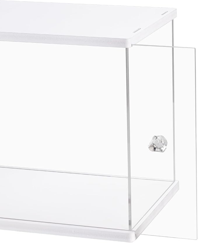 Acrylic Display Case Clear Display Storage Box Countertop Cube for Collectibles, Action Figures, Miniature Figurines Dustproof Protection Storage & Organizing (White, 12.4x7x8.6in)