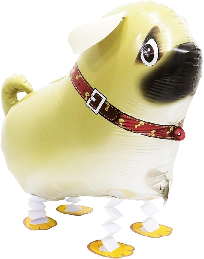 Cartoon Pug Dog Balloon Realistic Air Walker Pet Animal Balloon, 4 Pack Toys Walk Pekinese Dog Balloons Walking Animal Puppy Party Supplies For Kids Boys Girls Birthday Decoration