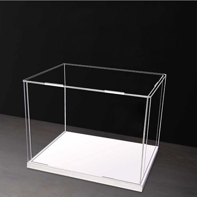 Openable Clear Acrylic Display Case-Assemble Countertop Box with White Base,Dustproof Protection Showcase for Action Figures Toys Collectibles (45x30x30cm/18x12x12inch)