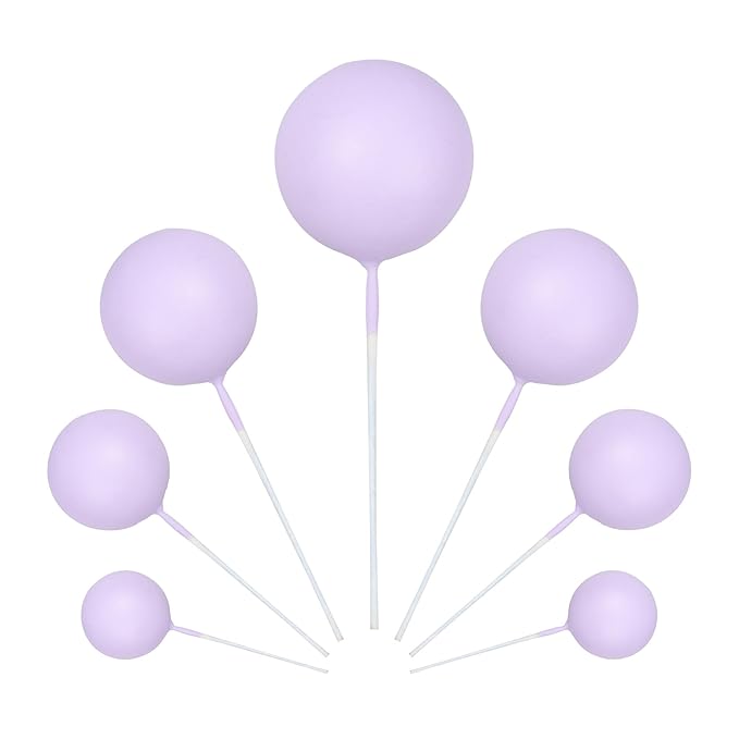 Gyufise 30Pcs Balls Cake Toppers Ball Cake Picks Foam Ball Shaped Cupcake Toppers Mini Balloons Baby Shower Cake Decorations for Wedding Enaggement Bridal Shower Birthday Party Supplies Light Purple
